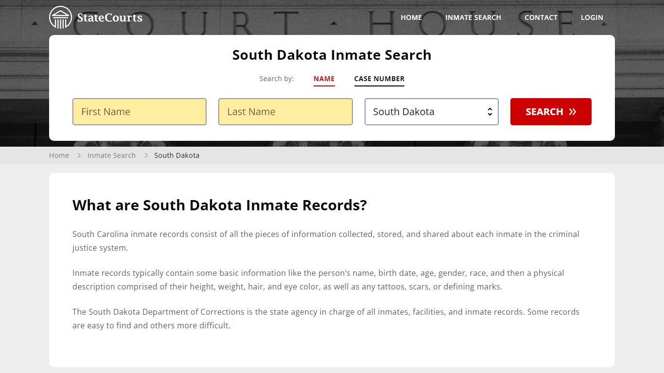 South Dakota Inmate Search, Prison and Jail Information - State Courts